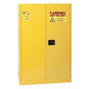 Hazardous Material Storage Cabinet, 45 gal, 2 Shelves, Steel, 43 in W x 65 in H x 18 in D, Yellow