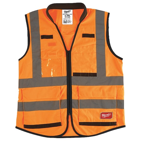 Class 2 High Visibility Orange Performance Safety Vest - L/XL