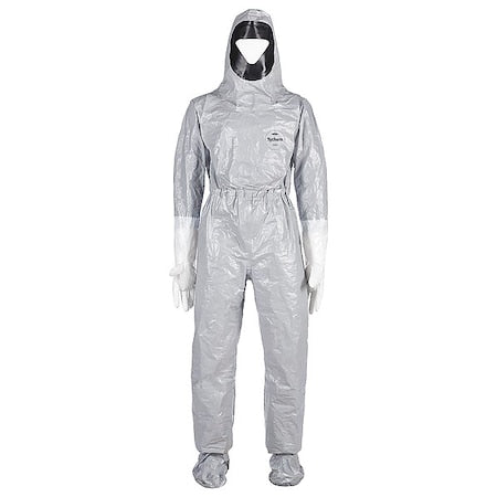 Hooded Coveralls,5XL,Gray,Tychem(R) 6000