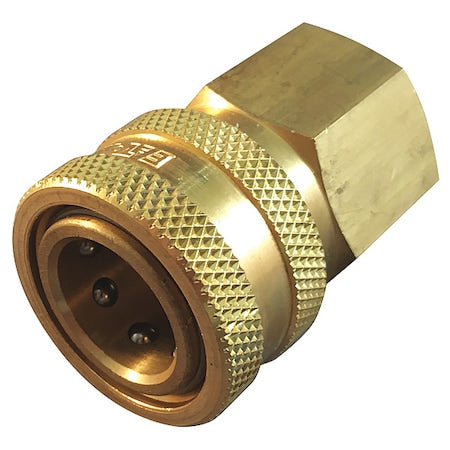 Hydraulic Quick Connect Hose Coupling, Brass Body, Push-to-Connect Lock, 1/8"-27 Thread Size