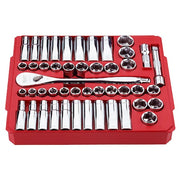 47pc 1/2" Drive Metric & SAE Ratchet and Socket Set with FOUR FLAT Sides