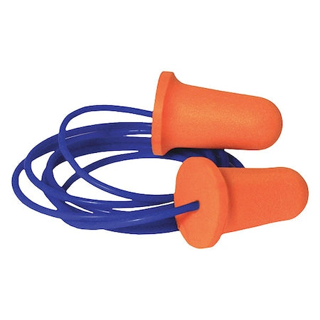 Disposable Foam Ear Plugs, Bell Shape, 33 dB, Orange, 100 PK
