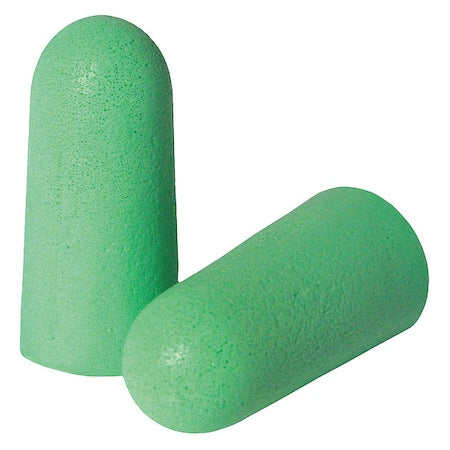 Disposable Foam Ear Plugs, Bullet Shape, 33 dB, Green, 200 PK
