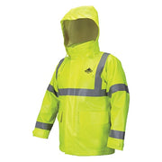 Flame Resistant Rain Jacket, 11 cal/sq cm, 2XL, 11 oz PVC, Snaps, Zipper Closure