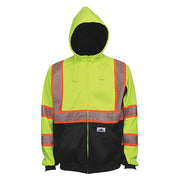 Hooded Sweatshirt, 3, R, Polyester, Black/Green, 5XL