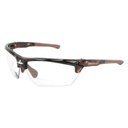 DM3 Reader Safety Glasses, Brown Traditional Frame, 2.5 Diopter, Clear Lens, Anti-Fog Coating