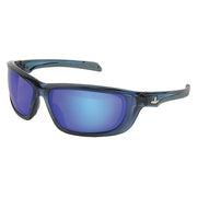Swagger (UD1), Safety Glasses, Anti-Scratch, Blue Mirror Lens, Blue Frame, Full-Frame, Polarized