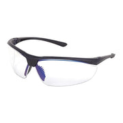 VL2, Safety Glasses, Anti-Scratch, Clear/Blue Lens, Navy Frame, Half Frame