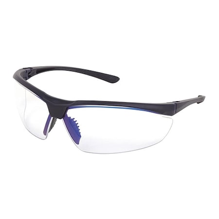 VL2, Safety Glasses, Anti-Scratch, Clear/Blue Lens, Navy Frame, Half Frame
