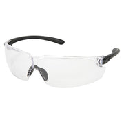 Safety Glasses, Wraparound Frame, Frameless, Uncoated, Clear Lens, Polycarbonate, Universal