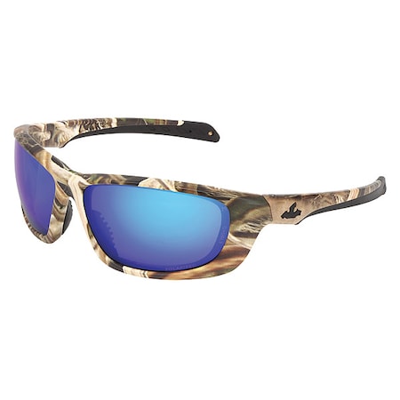 Swagger (UD1), Safety Glasses, Anti-Fog & Anti-Scratch, Blue Mirror Lens, Camo Frame, Full-Frame