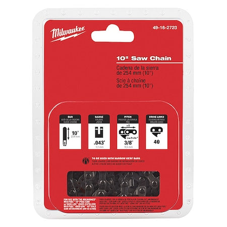 Replacement Chain for M18 FUEL QUIK-LOK Pole Saw, 10 in L, 40 Links, .043 in Gauge, 3/8 in Pitch