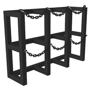 Gas Cylinder Rack, Steel Tubing, 12" D, Color: Black