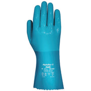 AlphaTec Chemical Resistant Gloves, PVC, 12 in L, Not Applicable, Blue, 10, 1 PR