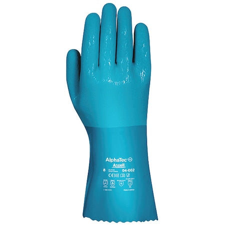 AlphaTec Chemical Resistant Gloves, PVC, 12 in L, Not Applicable, Blue, 10, 1 PR