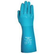 AlphaTec Chemical Resistant Gloves, PVC, 14 in L, Not Applicable, Blue, 11, 1 PR