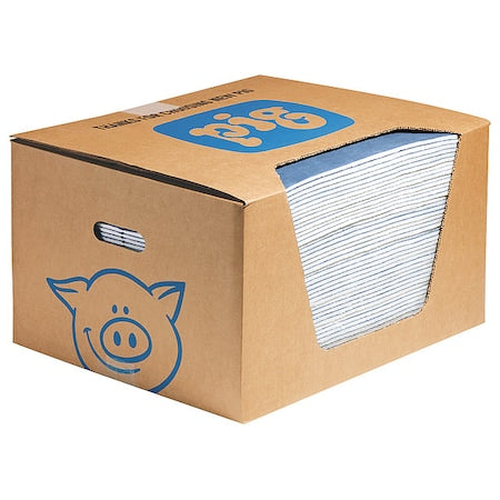 Sorbent Pad, 11 gal, 15 in x 19 in, Universal, Blue, White, Fibers, Polypropylene
