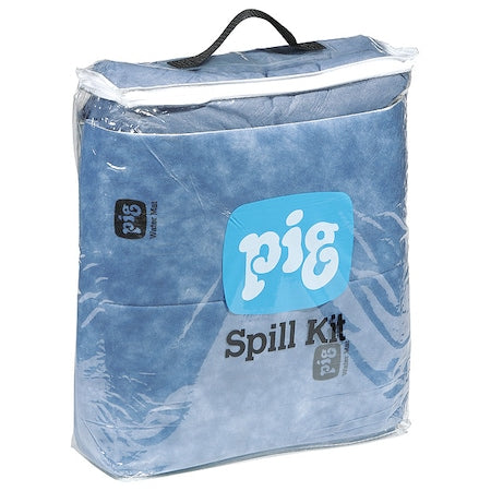 Spill Kit, 5 gal Volume Absorbed per Kit, 0.05 cu ft Capacity, Bag, Blue, 1