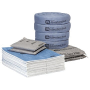 Spill Kit, 18 gal Volume Absorbed per Kit, 0.05 cu ft Capacity, Bag, Blue/Gray, 1