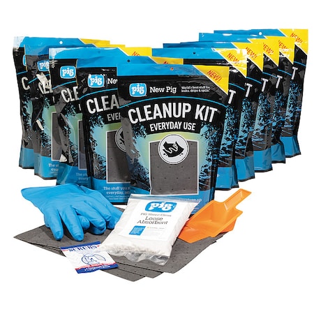 Spill Kit/Station, 374 oz Volume Absorbed per Kit, 0.05 cu ft Capacity, Bag, Blue, 1