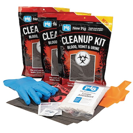 Bodily Fluids Absorbent Kit, 112 oz Volume Absorbed per Kit, Bag, Red