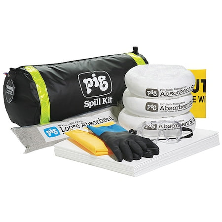Spill Kit, 5 gal Volume Absorbed per Kit, Not Applicable Capacity, Bag, Black, 1