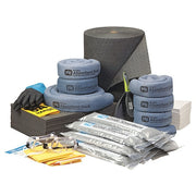 Spill Kit Refill, 45 gal Volume Absorbed per Kit, Not Applicable Capacity, Box, Gray/Blue, 1