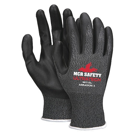Knit Gloves, Nylon, Sandy Palm, Knit, Black/Gray/White, S, 12 PK
