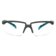 Solus 2000 Safety Glasses, Anti-Fog/Scratch, Half-Frame, Gray/Teal Temple, Clear Lens