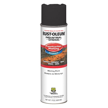 Construction Marking Paint, 17 oz., Black, Water -Based