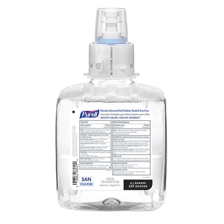 Sanitizer, Cartridge, Foam, 1200mL, PK4