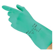 AlphaTec Chemical Resistant Gloves, Nitrile, 12 in L, 13.58 mil, Green, 8.5, 1 PR