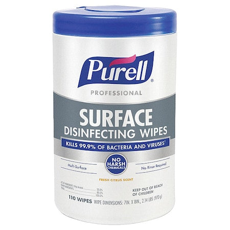 Disinfecting Wipes, Canister, 110 ct Container Size, Ready to Use, Wipes, Alcohol, 6 PK