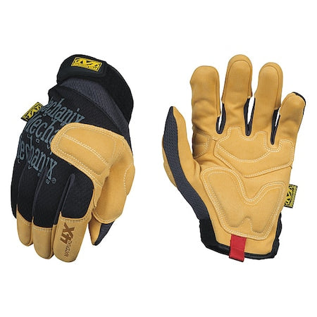 Material4X Mechanics Gloves, Synthetic Leather Palm, Synthetic Leather Back, 9, Black
