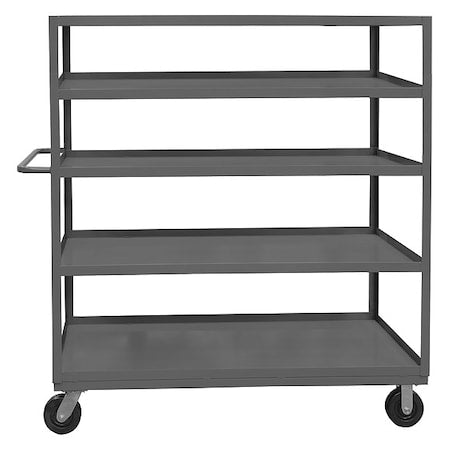 Cart, Steel, 3,000 lb Load Capacity, 5 Shelves, 54 1/4 in L, 24 1/4 in W, 60 in H, Flat Handle