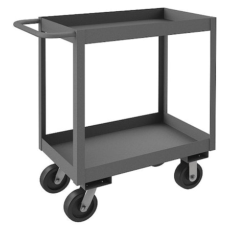 Cart, Steel, 3,600 lb Load Capacity, 2 Shelves, 36 1/4 in L, 18 1/4 in W, 39 in H, Flat Handle