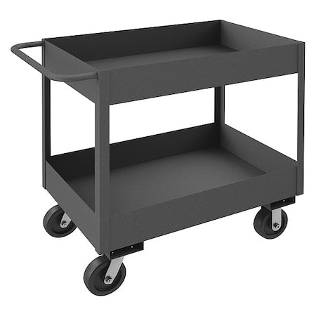 Cart, Steel, 3,600 lb Load Capacity, 2 Shelves, 54 1/4 in L, 24 1/4 in W, 39 in H, Flat Handle