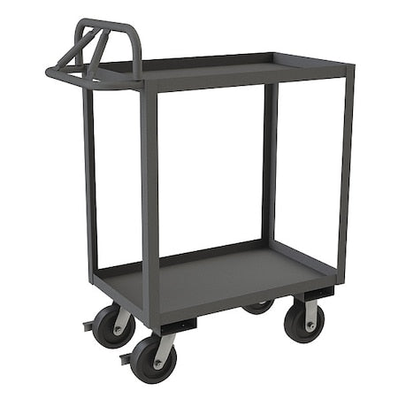 Cart, Steel, 3,600 lb Load Capacity, 2 Shelves, 42 1/4 in L, 24 1/4 in W, 45 in H, Ergonomic Handle