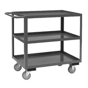 Cart, Steel, 1,200 lb Load Capacity, 3 Shelves, 54 1/4 in L, 18 1/4 in W, 37 6/8 in H, Flat Handle