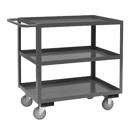 Cart, Steel, 1,200 lb Load Capacity, 3 Shelves, 54 1/4 in L, 18 1/4 in W, 37 6/8 in H, Flat Handle