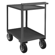 Cart, Steel, 1,500 lb Load Capacity, 2 Shelves, 54 1/4 in L, 24 1/4 in W, 45 1/4 in H, Flat Handle