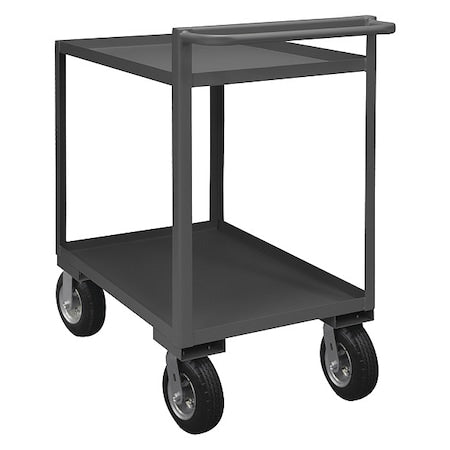 Cart, Steel, 1,500 lb Load Capacity, 2 Shelves, 66 1/4 in L, 30 1/4 in W, 45 1/4 in H, Flat Handle