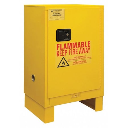 Flammable Safety Storage Cabinet, 12 gal, 1 Shelves, Steel, 23 in W x 41 in H x 18 in D, Yellow