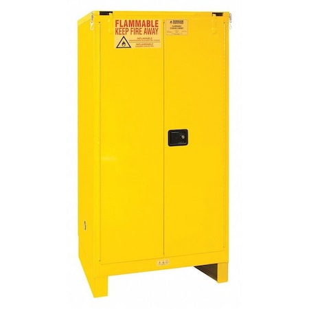 Flammable Safety Storage Cabinet, 60 gal, 2 Shelves, Steel, 34 in W x 72 1/2 in H x 34 in D, Yellow