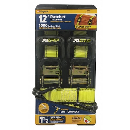 Ratchet Tie Downs,1-1/2" x 15 ft.