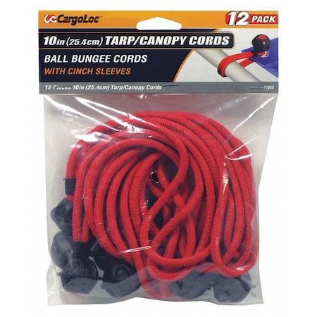 10" Tarp Cords, Red, 12 pcs.