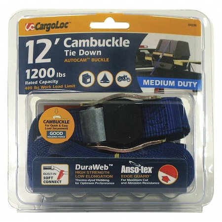 Cambuckle Tie Downs,1"x 12 ft.