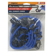 Adjustable Tarp Cords,Blue,12",8 pcs.