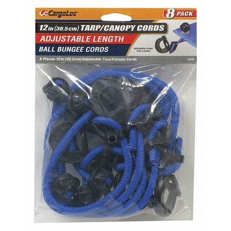 Adjustable Tarp Cords,Blue,12",8 pcs.