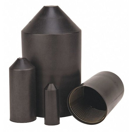 Adhesive Lined Heat Shrink End Cap, Medium Wall, 2:1 I.D. Shrink Ratio, Black, 2 in, 50 PK